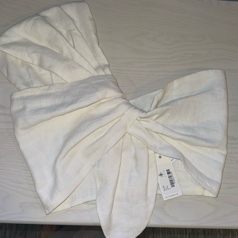 Just Bee Queen Sol Crop Top - White linen